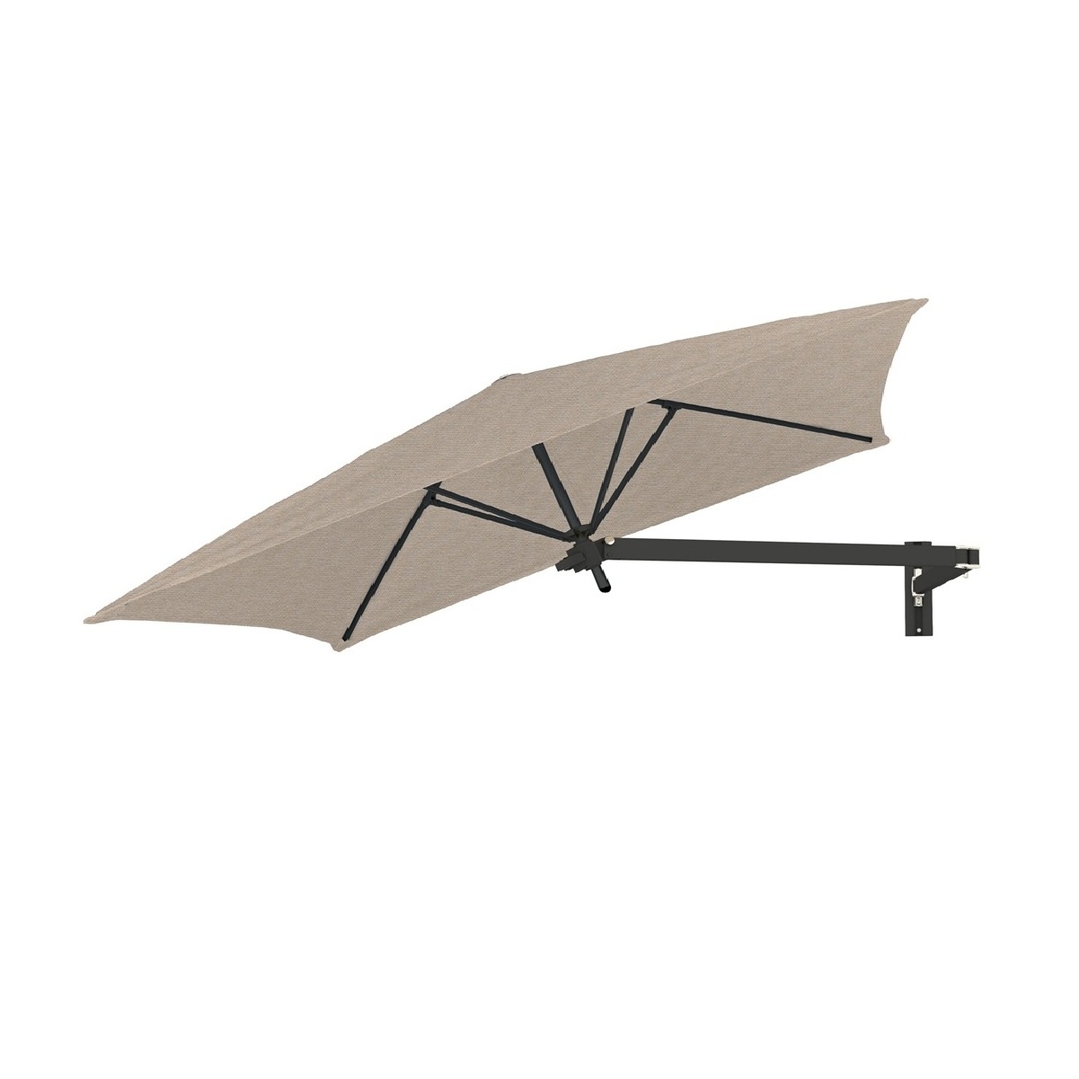 Paraflex muurparasol 230x230cm inclusief Neo-arm-zwart