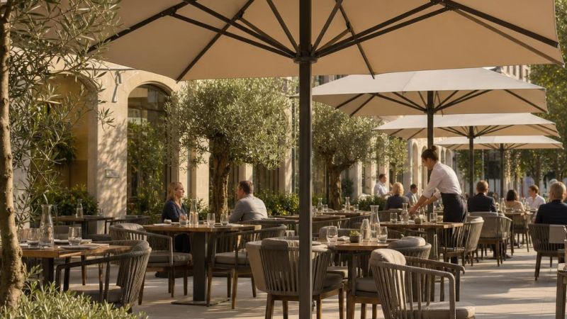 Grote vierkante parasol horeca