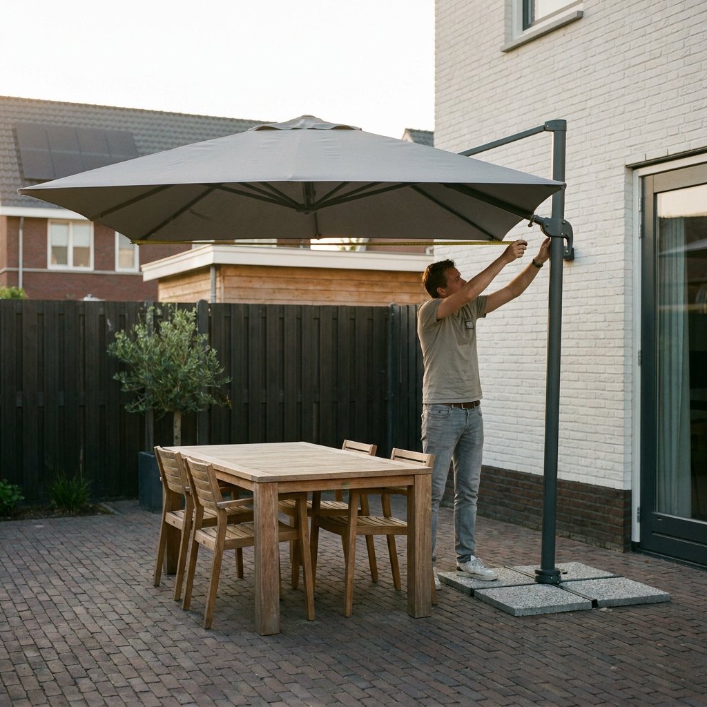 Hoe hoog zweefparasol plaatsen