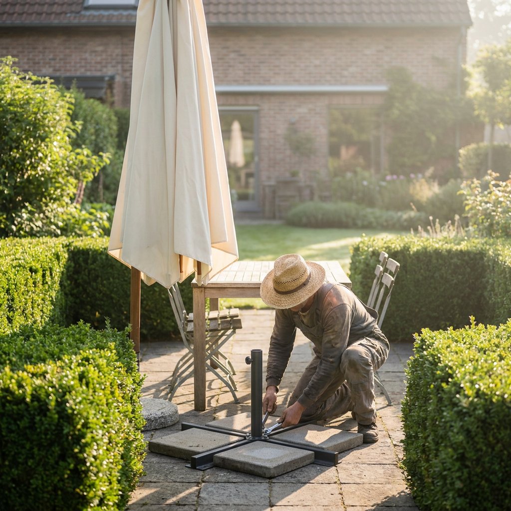 Parasolvoet monteren vierkante parasol
