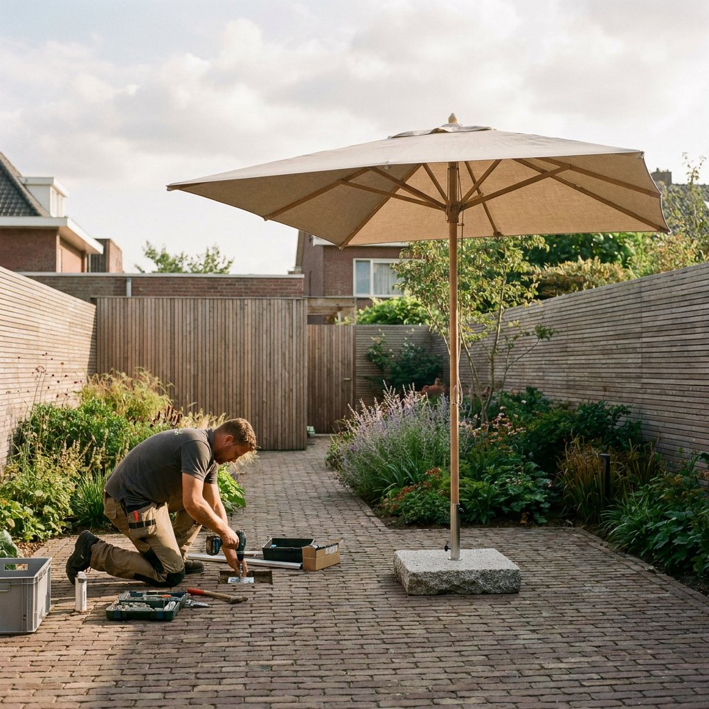 Parasolvoet of inbouwanker voor vierkante parasol