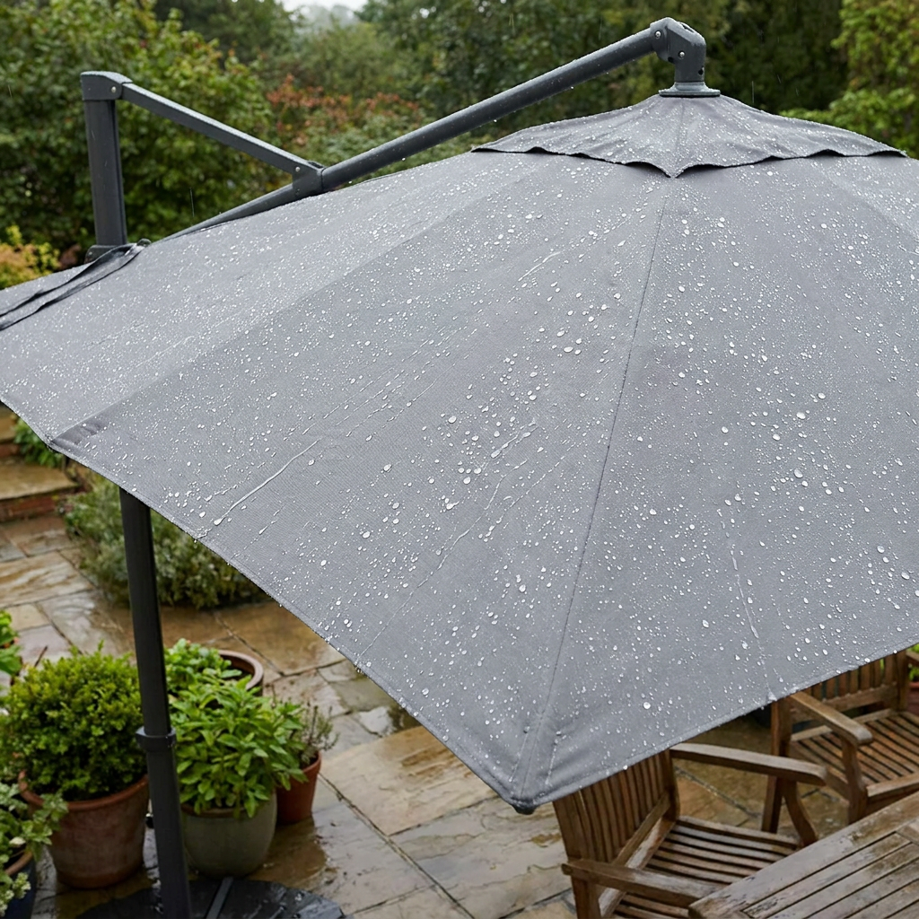 Waterdicht of waterafstotend zweefparasoldoek?