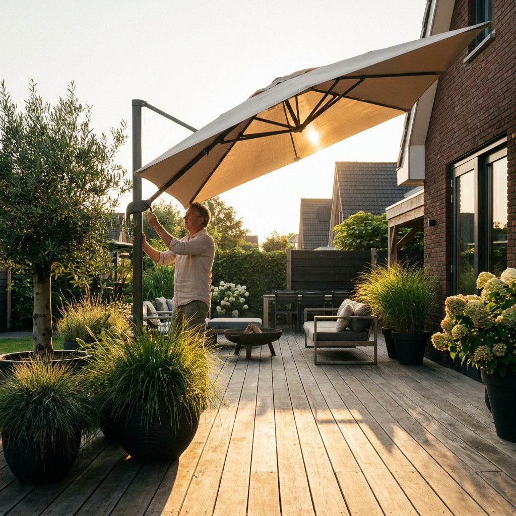 Zweefparasol kantelen