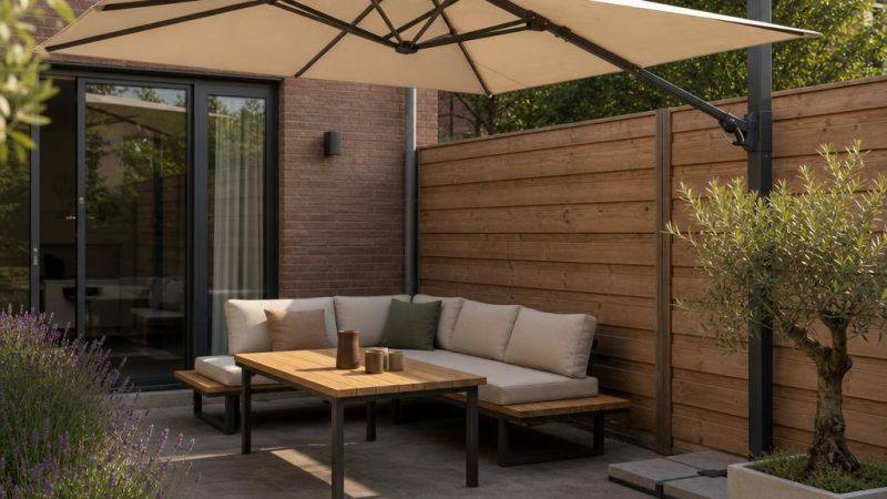 Zweefparasol kleine tuin